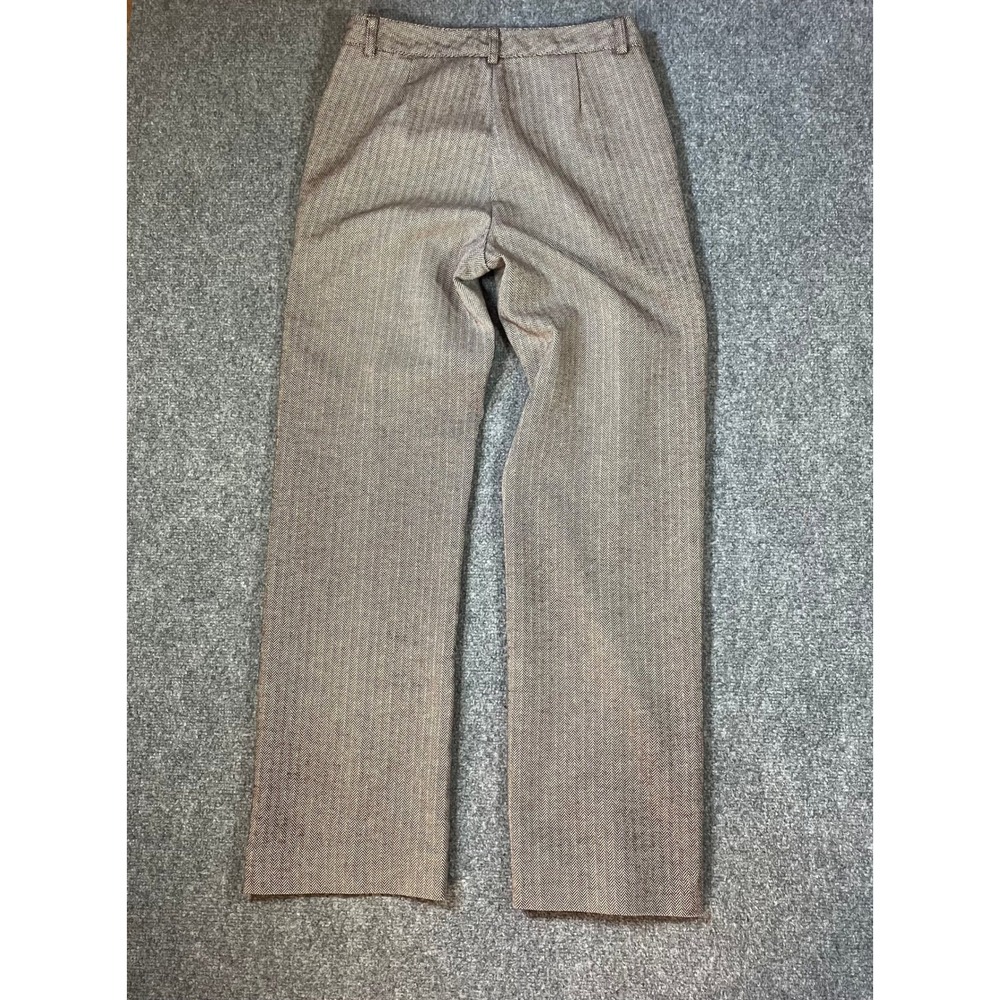LL Bean Trousers Womens 4 Reg Brown Herringbone Cotton Straight Leg Pants - Picture 2 of 12